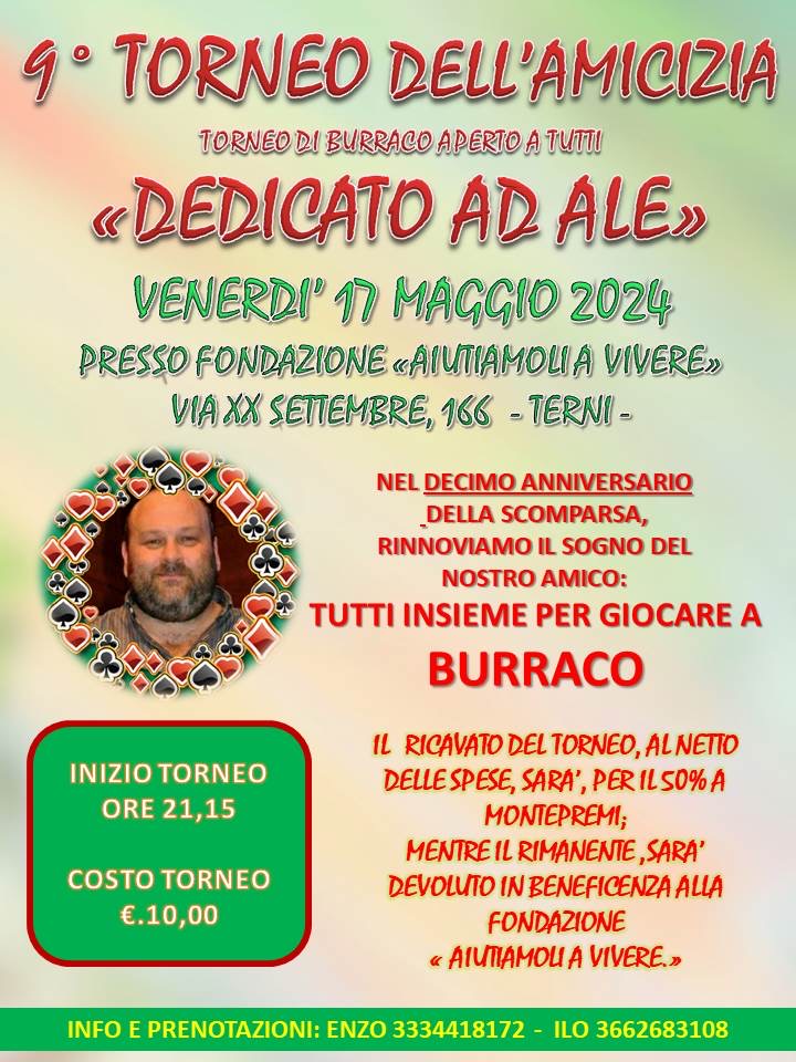 Torneo Burraco in memoria di Alessandro Scappiti